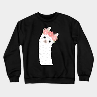 Floral Crown Llama Pink Flowers Crewneck Sweatshirt